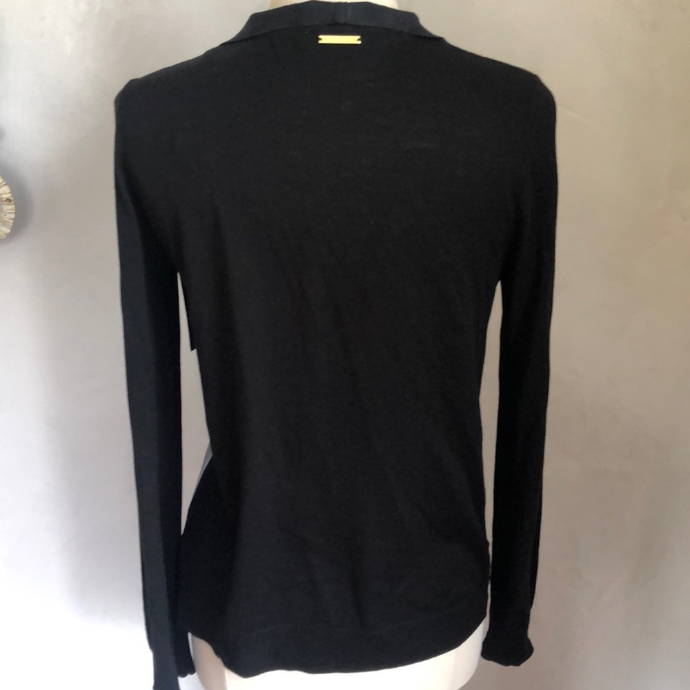 Michael Kors Black Faux Leather & Suede open Blazer/cardigan Size Medium - Picture 5 of 12